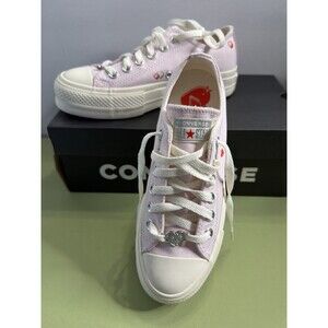 Converse Chuck Taylor All Star Women's Low Platform Sneakers Lilac Y2K Heart 5.5
